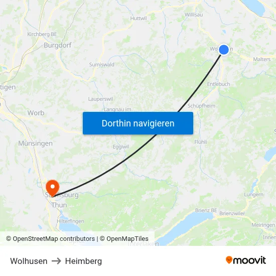 Wolhusen to Heimberg map