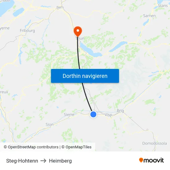 Steg-Hohtenn to Heimberg map