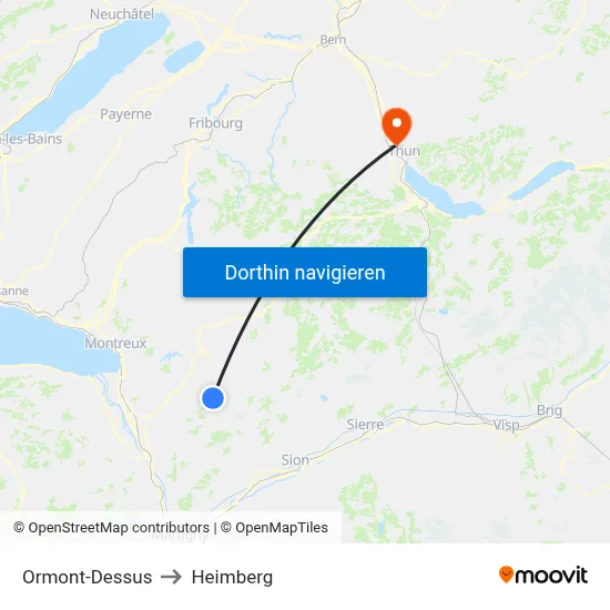 Ormont-Dessus to Heimberg map