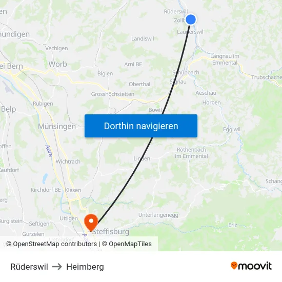 Rüderswil to Heimberg map
