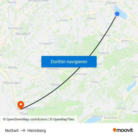 Nottwil to Heimberg map