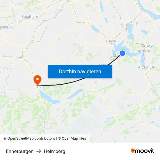 Ennetbürgen to Heimberg map