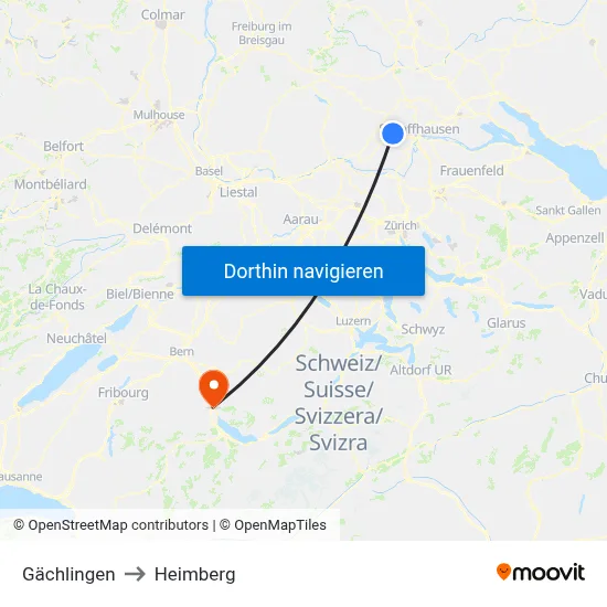 Gächlingen to Heimberg map