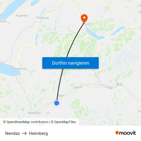 Nendaz to Heimberg map