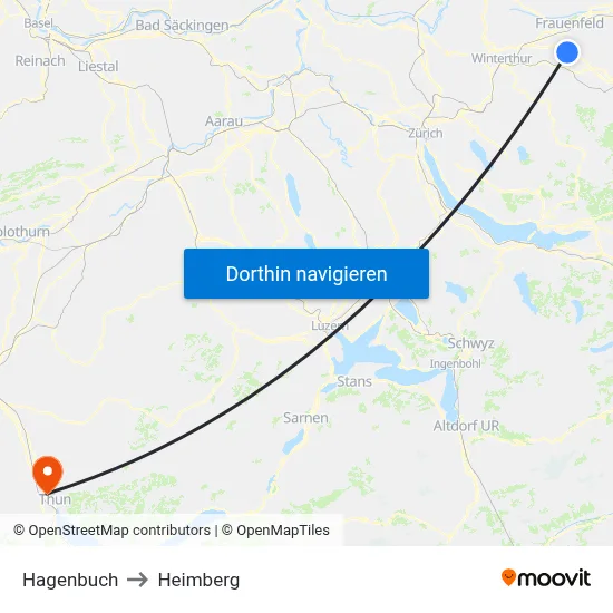 Hagenbuch to Heimberg map