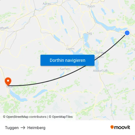 Tuggen to Heimberg map
