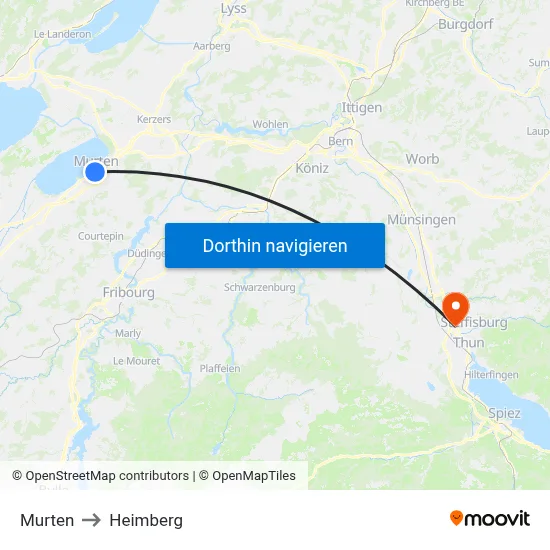 Murten to Heimberg map