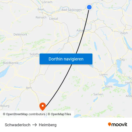 Schwaderloch to Heimberg map