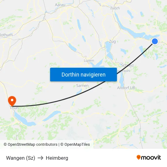 Wangen (Sz) to Heimberg map