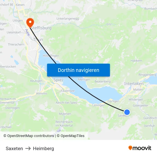 Saxeten to Heimberg map