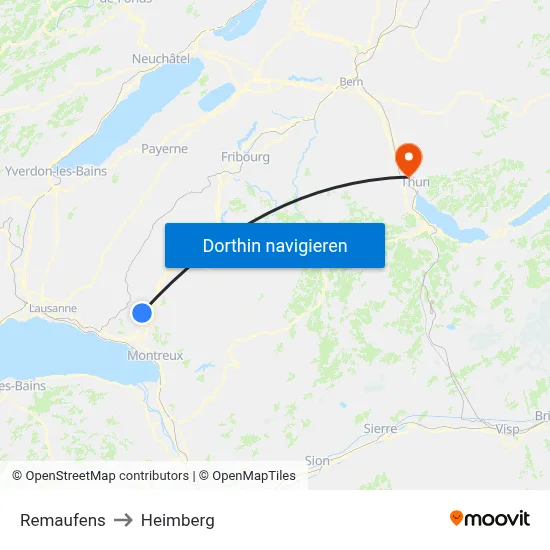 Remaufens to Heimberg map