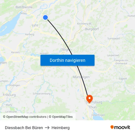 Diessbach Bei Büren to Heimberg map
