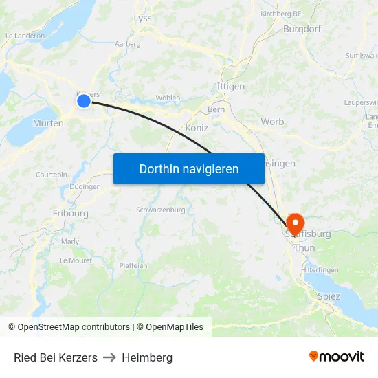 Ried Bei Kerzers to Heimberg map