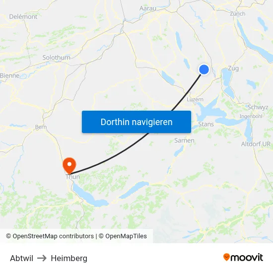 Abtwil to Heimberg map