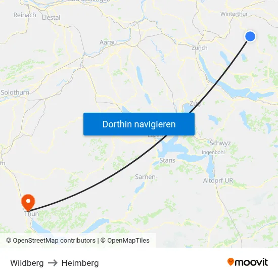 Wildberg to Heimberg map
