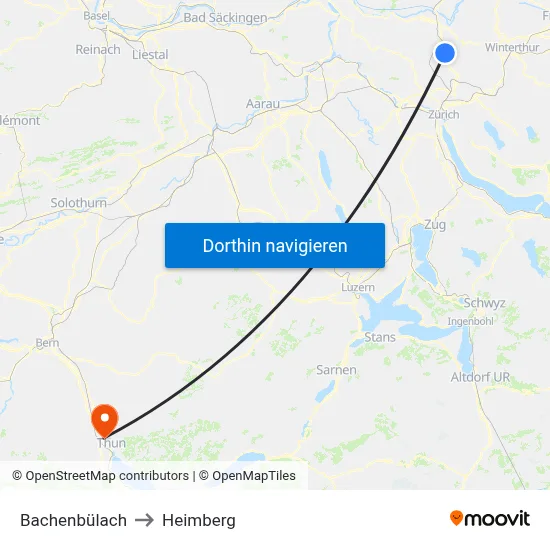 Bachenbülach to Heimberg map