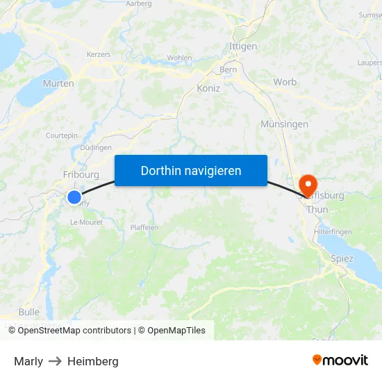 Marly to Heimberg map