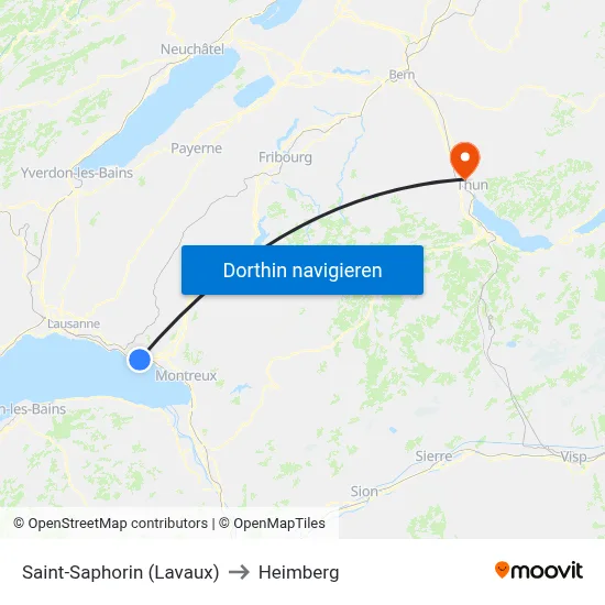Saint-Saphorin (Lavaux) to Heimberg map