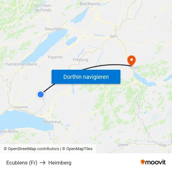 Ecublens (Fr) to Heimberg map