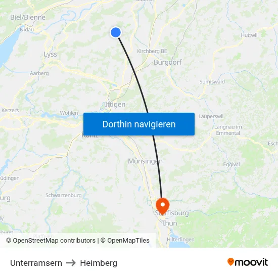 Unterramsern to Heimberg map