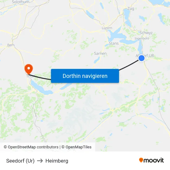 Seedorf (Ur) to Heimberg map