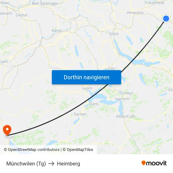 Münchwilen (Tg) to Heimberg map