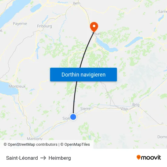 Saint-Léonard to Heimberg map