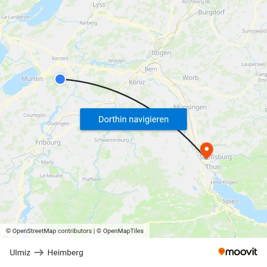 Ulmiz to Heimberg map
