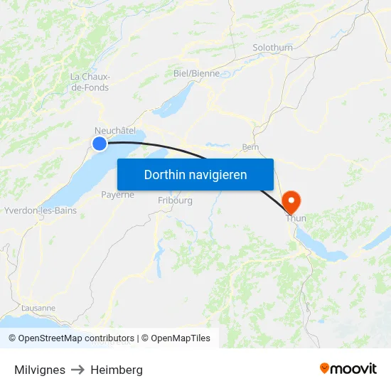 Milvignes to Heimberg map