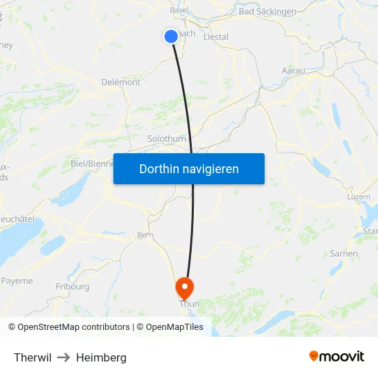 Therwil to Heimberg map
