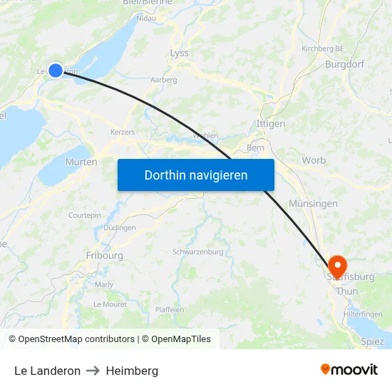 Le Landeron to Heimberg map