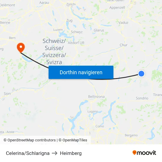 Celerina/Schlarigna to Heimberg map
