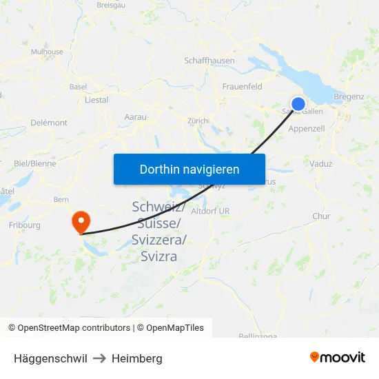 Häggenschwil to Heimberg map
