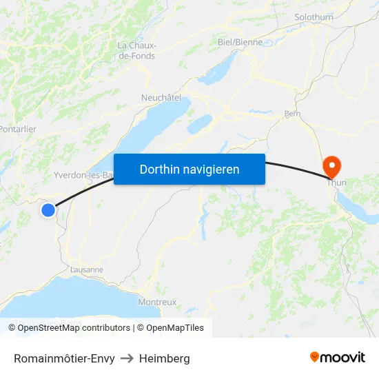Romainmôtier-Envy to Heimberg map