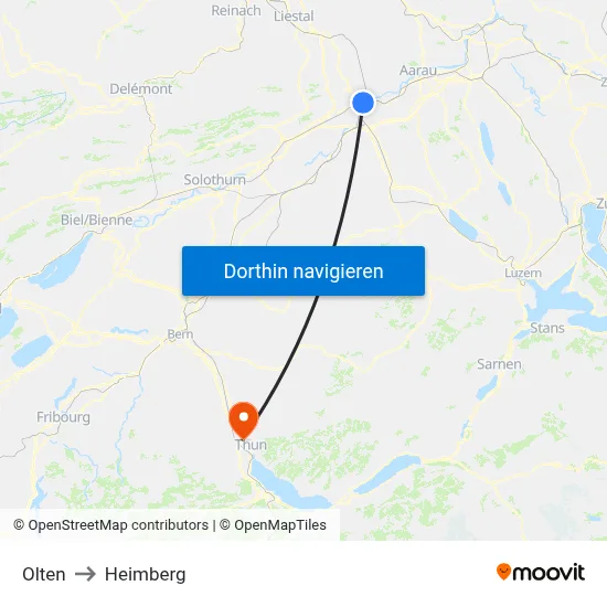 Olten to Heimberg map