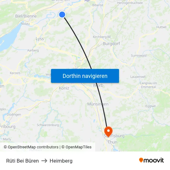 Rüti Bei Büren to Heimberg map
