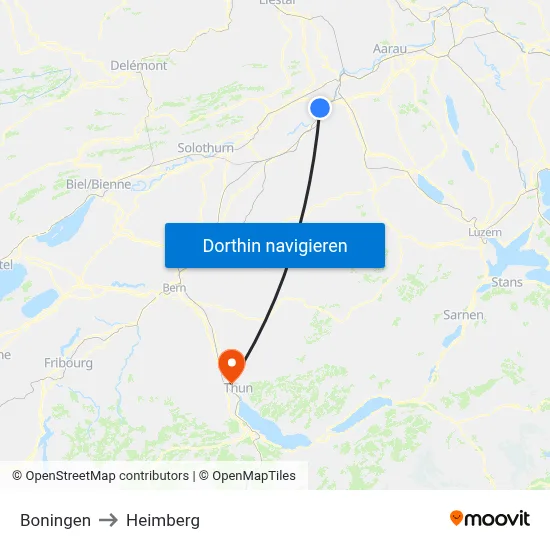 Boningen to Heimberg map