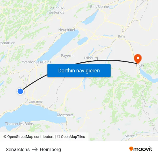 Senarclens to Heimberg map
