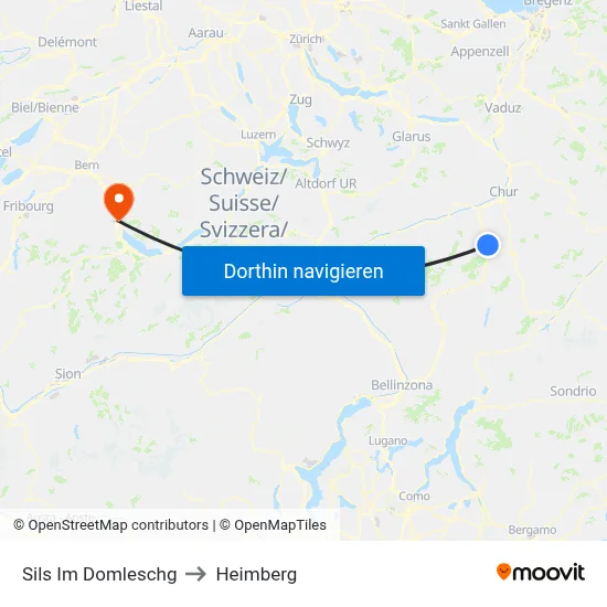 Sils Im Domleschg to Heimberg map