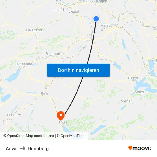 Anwil to Heimberg map
