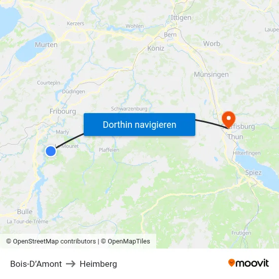 Bois-D’Amont to Heimberg map
