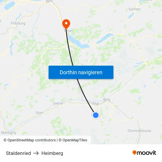 Staldenried to Heimberg map