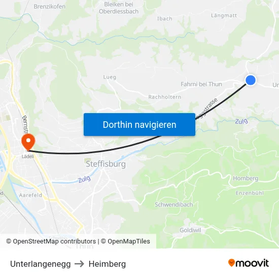 Unterlangenegg to Heimberg map