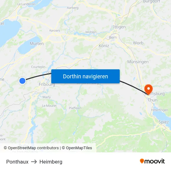 Ponthaux to Heimberg map