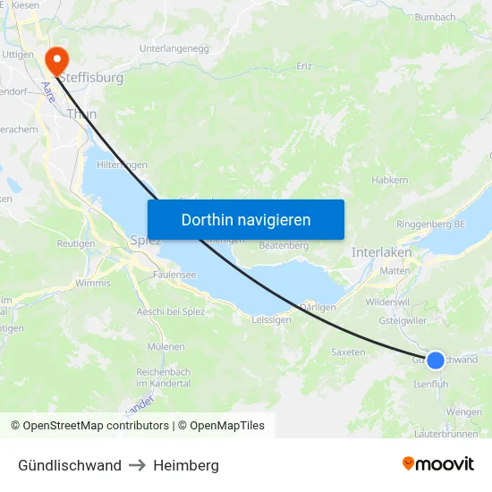 Gündlischwand to Heimberg map