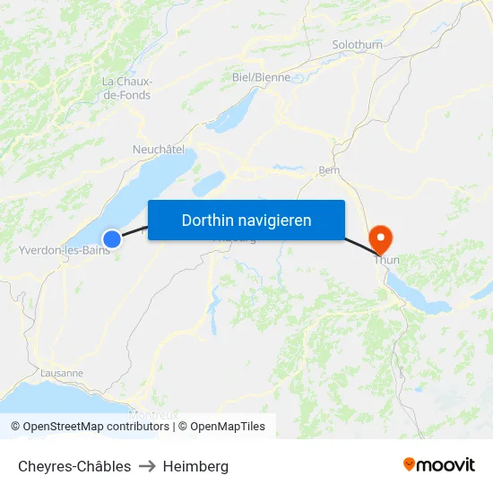 Cheyres-Châbles to Heimberg map