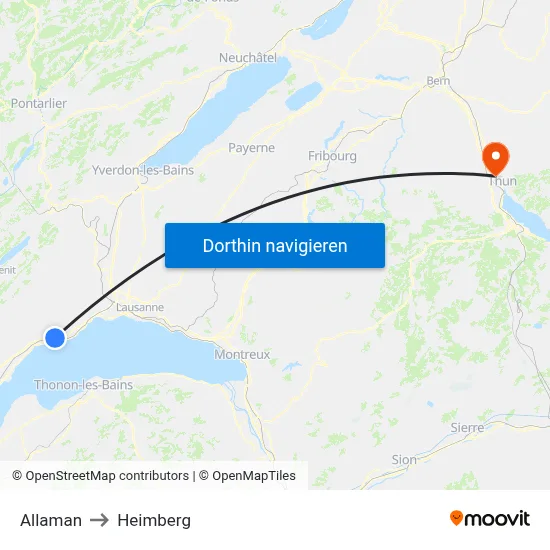 Allaman to Heimberg map