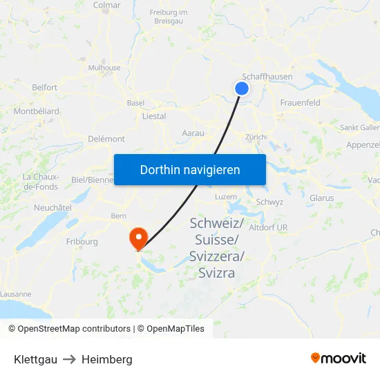 Klettgau to Heimberg map