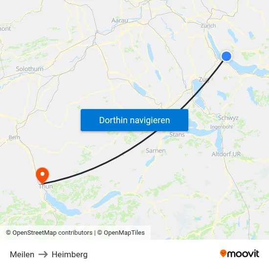 Meilen to Heimberg map