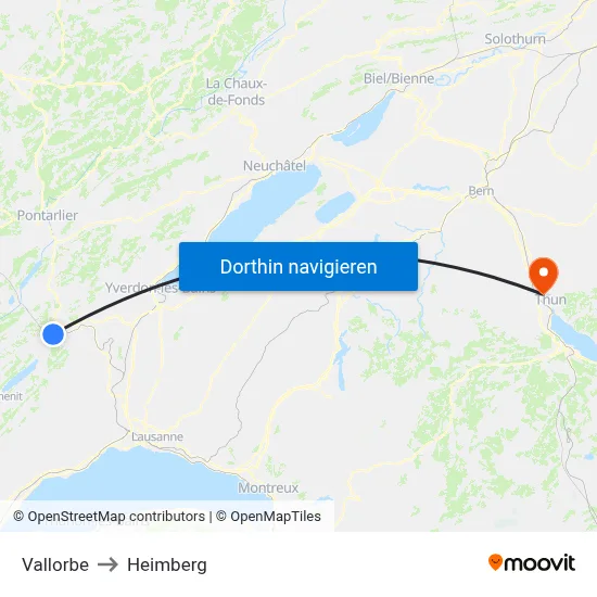 Vallorbe to Heimberg map